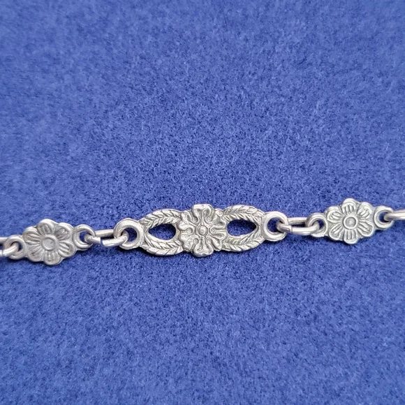 Vintage Fratelli Peruzzi 800 Ornate Maltese Cross Floral Infinity Chain 1930's
